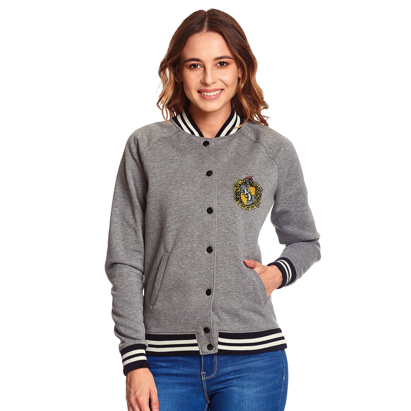 Produktbild Harry Potter - Hufflepuff Emblem Collegejacka Dam grå