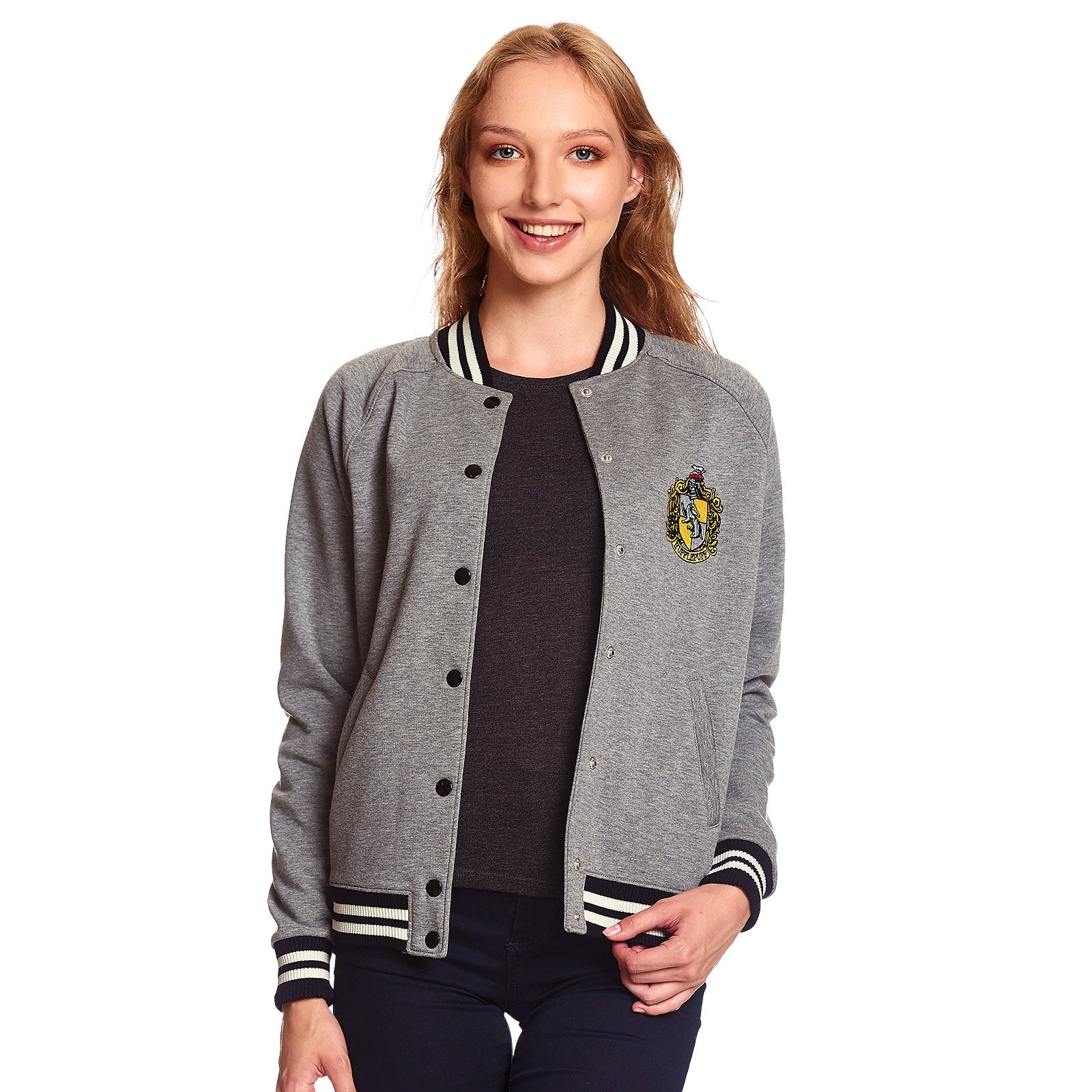 Produktbild Harry Potter - Hufflepuff Emblem Collegejacka Dam grå