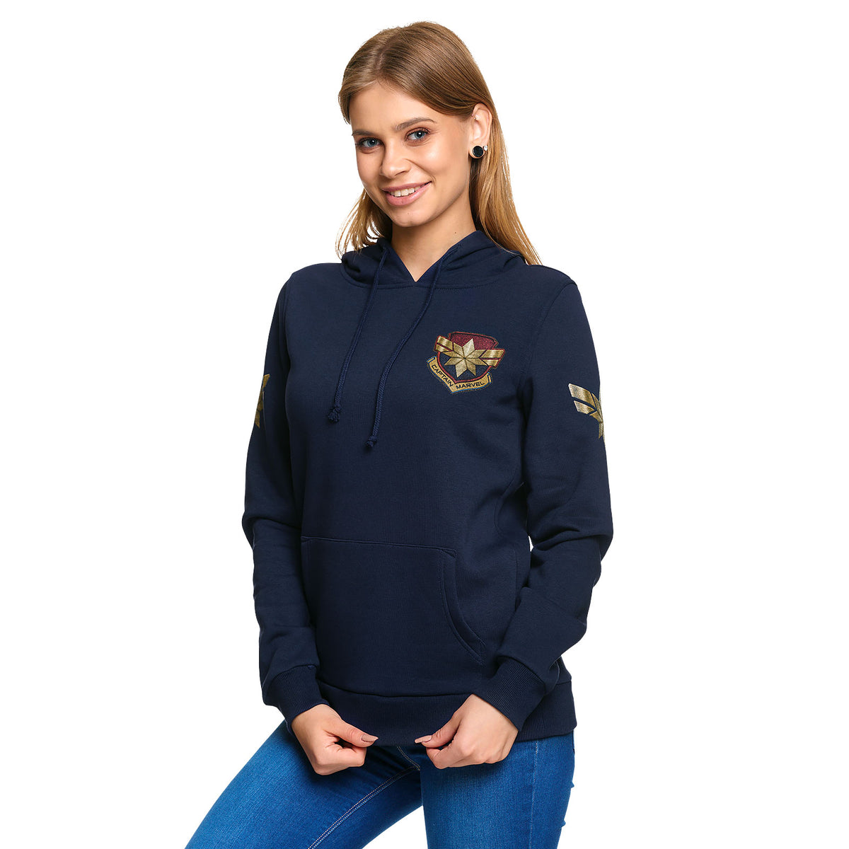 Produktbild Captain Marvel - Star Logo Hoodie dam blå