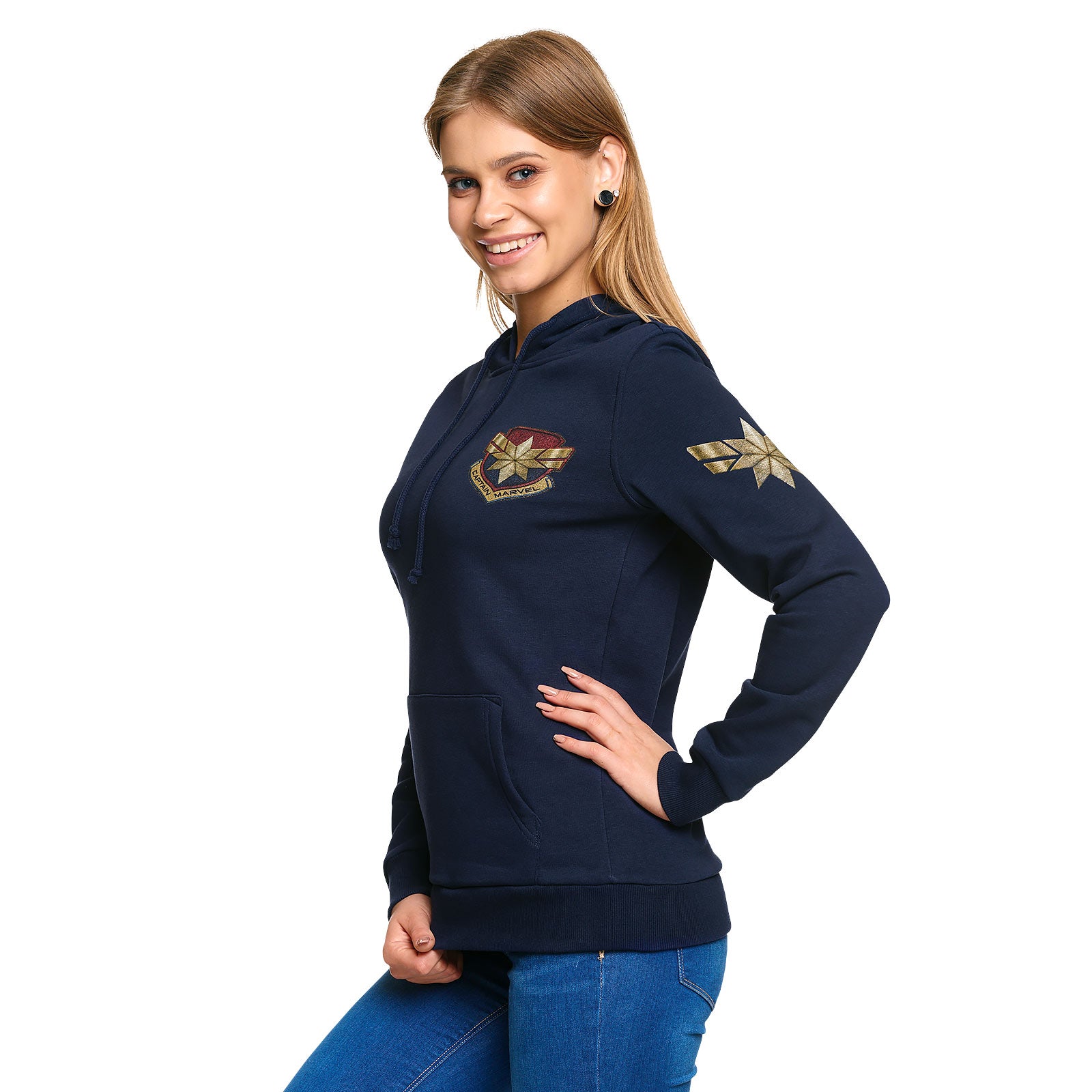 Produktbild Captain Marvel - Star Logo Hoodie dam blå
