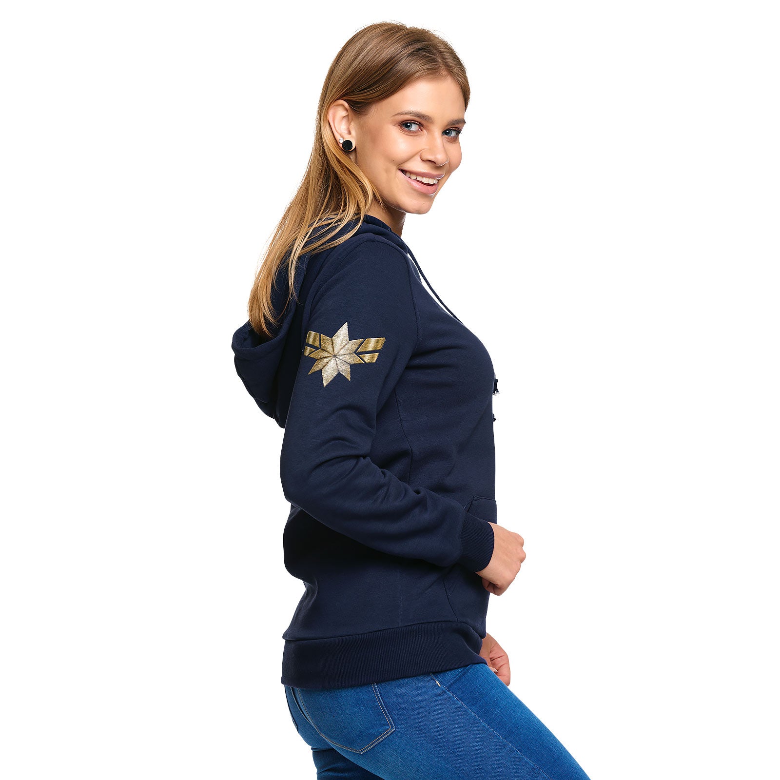 Produktbild Captain Marvel - Star Logo Hoodie dam blå