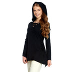 Produktbild Medeltida blus Lea med huva svart