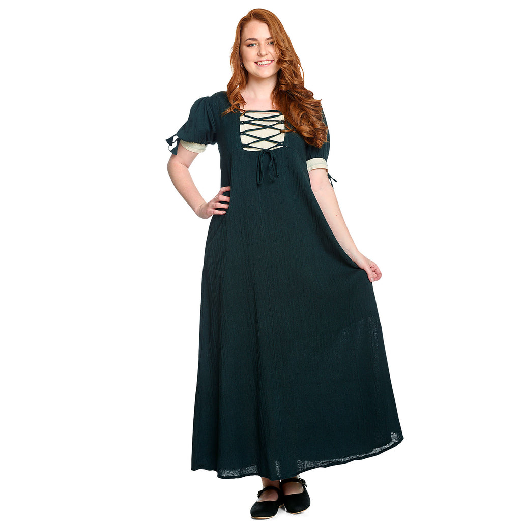Produktbild Medeltida sommarklänning Lysa grön-beige