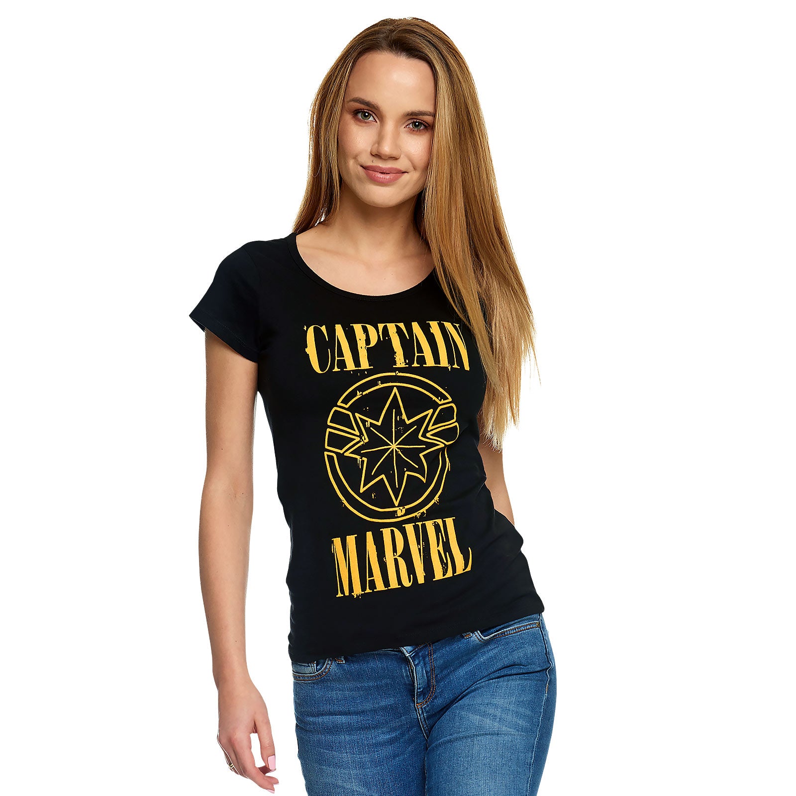 Produktbild Captain Marvel - Grunge Logo T-shirt Dam svart
