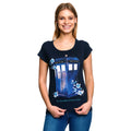 Produktbild Doctor Who - Floral Tardis T-shirt dam blå