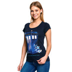 Produktbild Doctor Who - Floral Tardis T-shirt dam blå