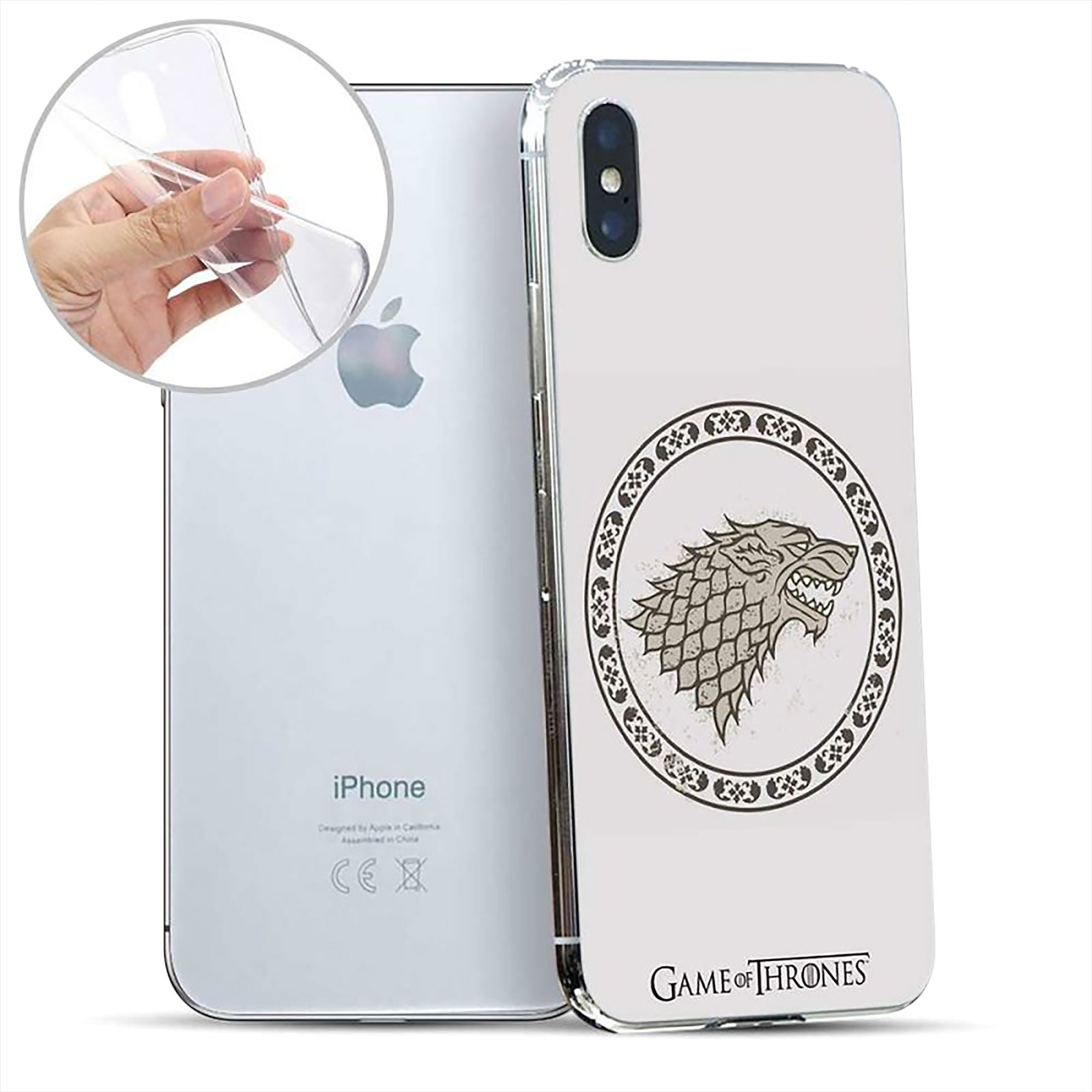 Produktbild Game of Thrones - Stark-emblem iPhone X / XS mobilskal silikon vit