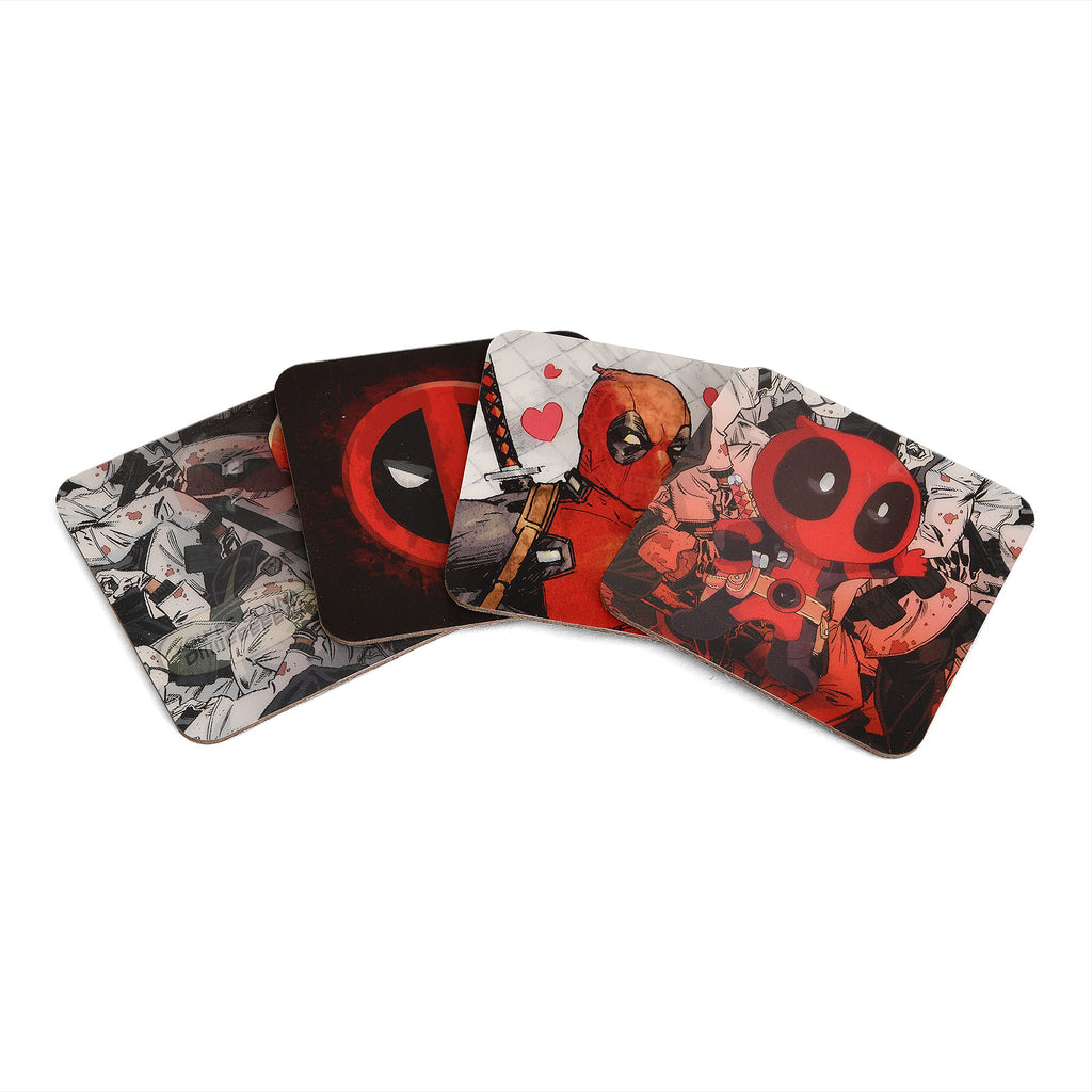 Produktbild Deadpool 3D Glasunderlägg 4-delars set