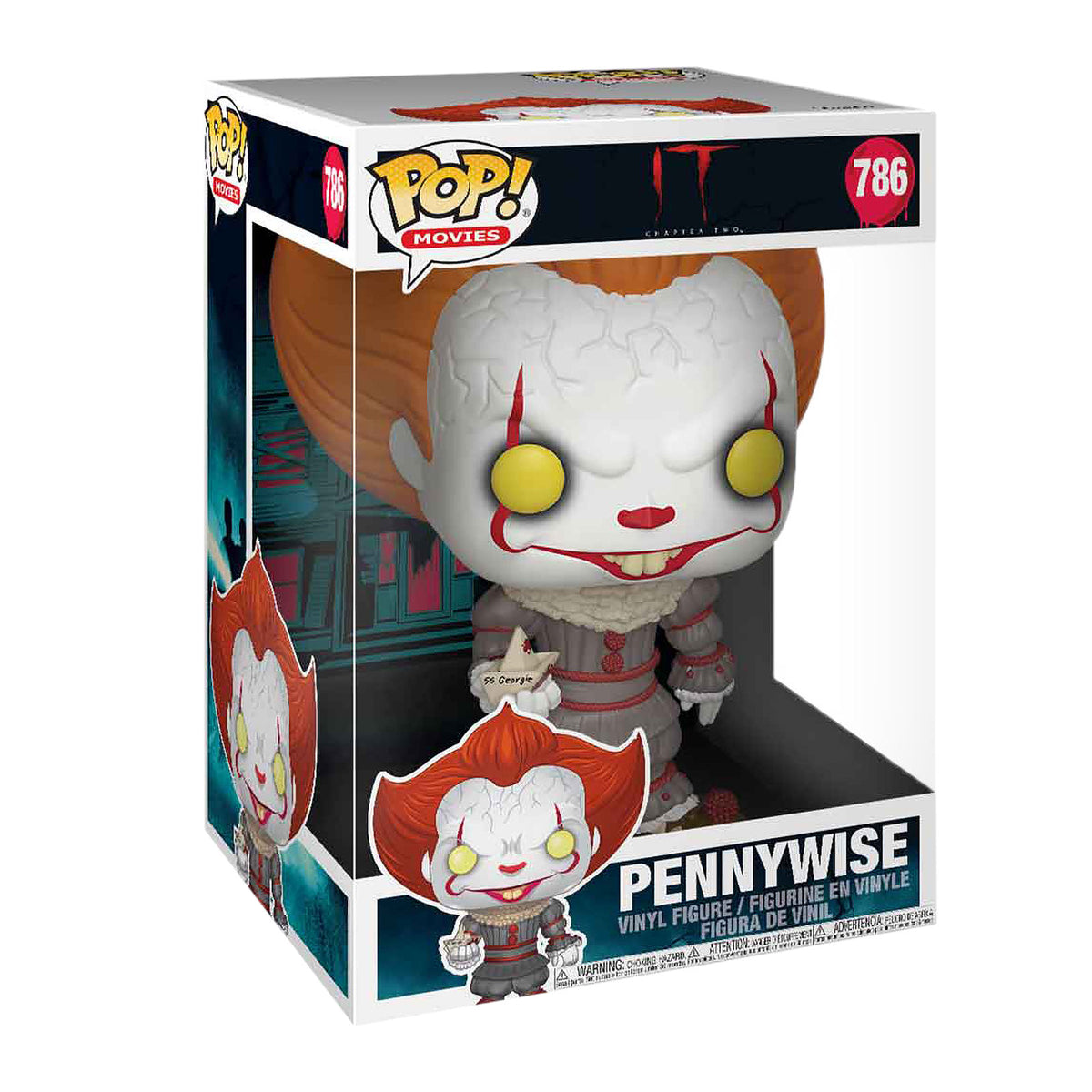 Produktbild Stephen Kings DET - Pennywise med pappersbåt Funko Pop figur 25 cm