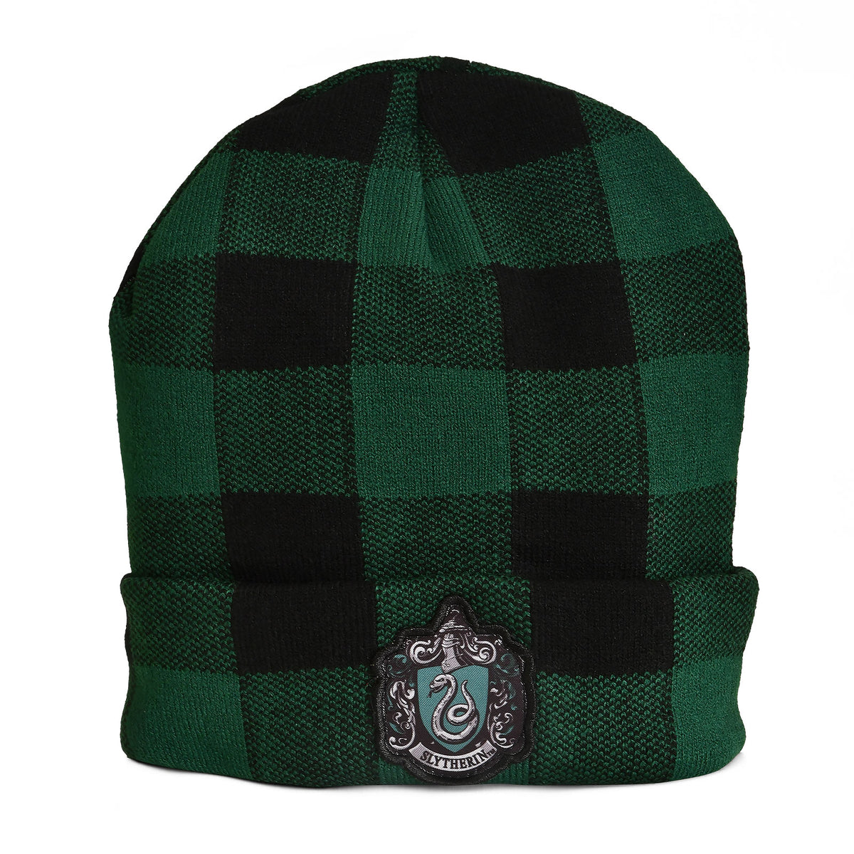 Produktbild Harry Potter - Slytherin rutmönstrad mössa med vapensköld