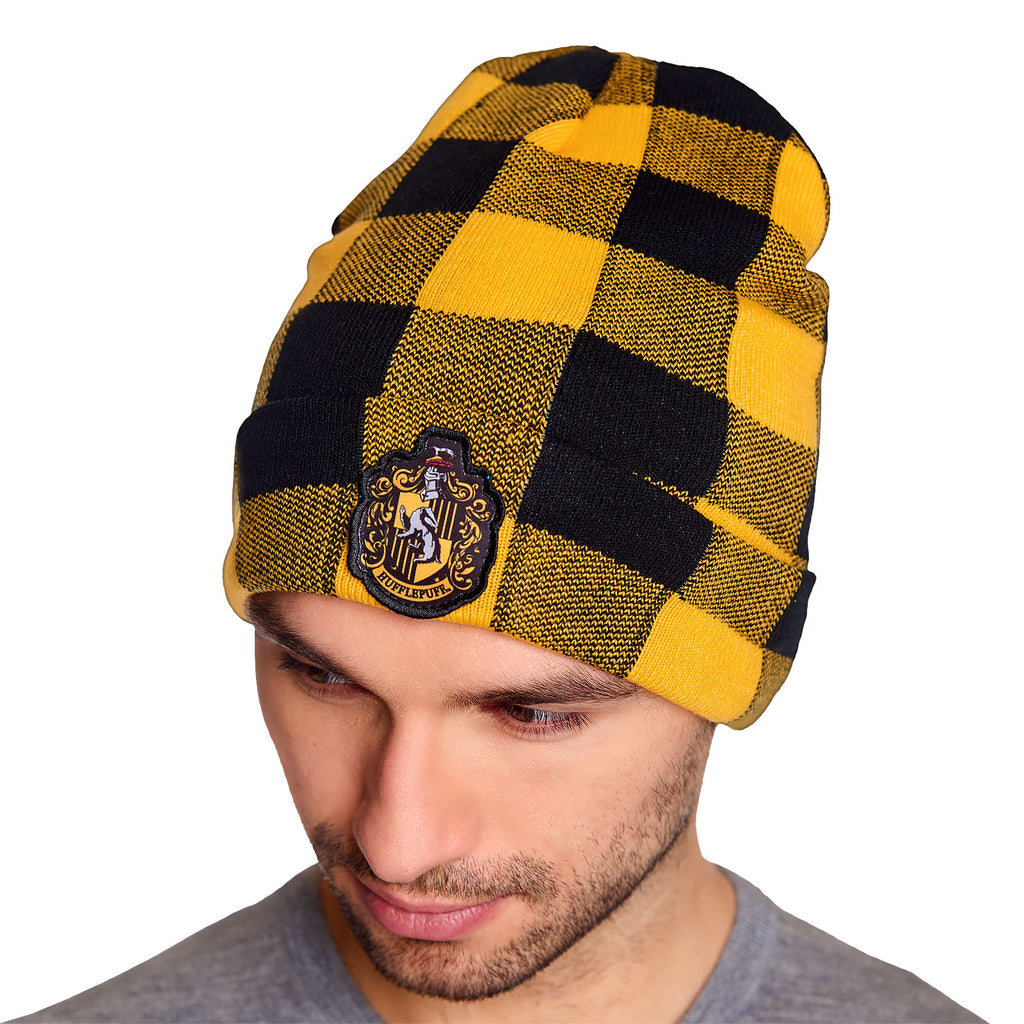 Produktbild Harry Potter - Hufflepuff-rutig mössa med emblem