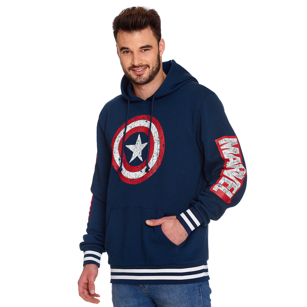 Produktbild Captain America - Shield Distressed Logo Hoodie blå