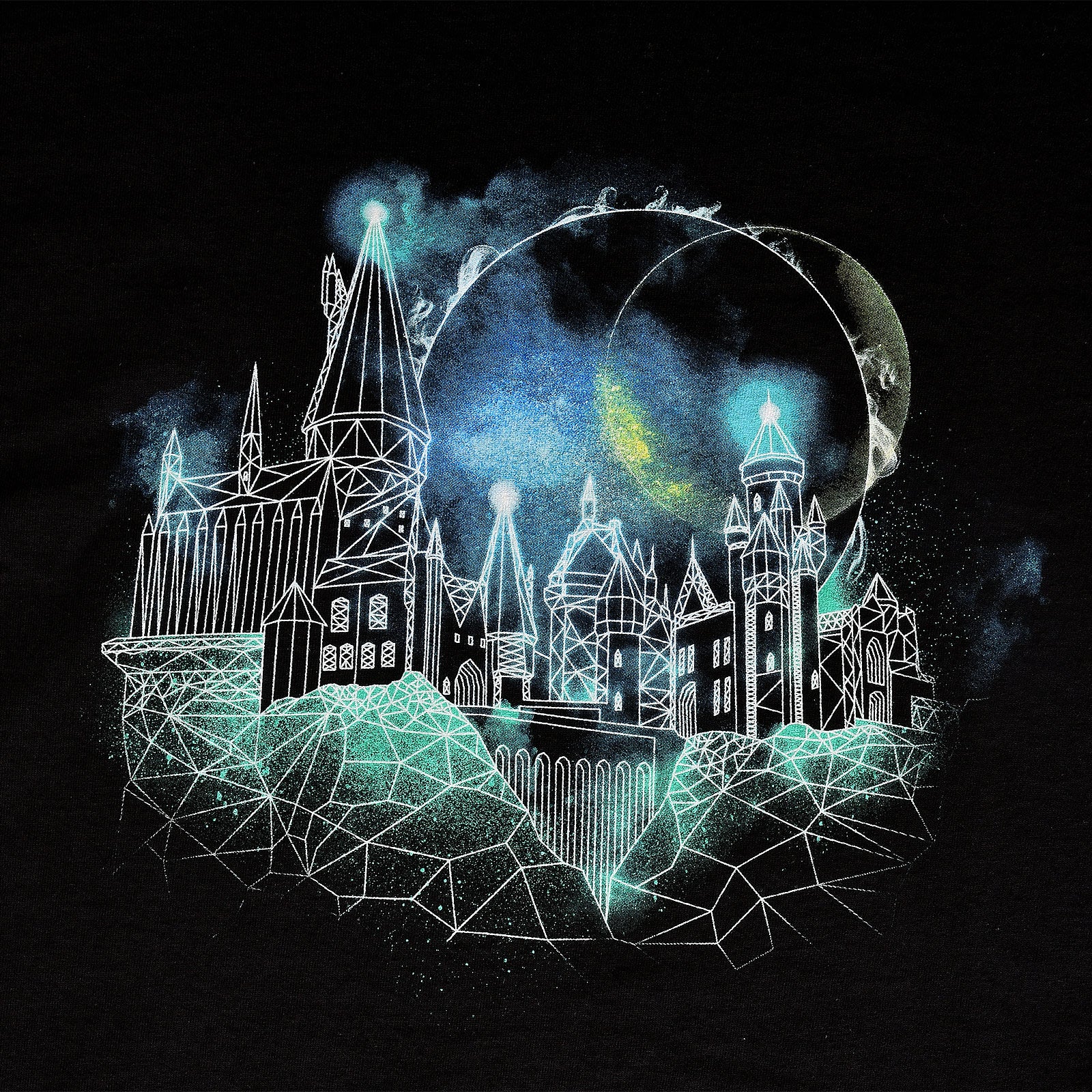 Produktbild Harry Potter - Hogwarts at Night Sketch T-shirt svart