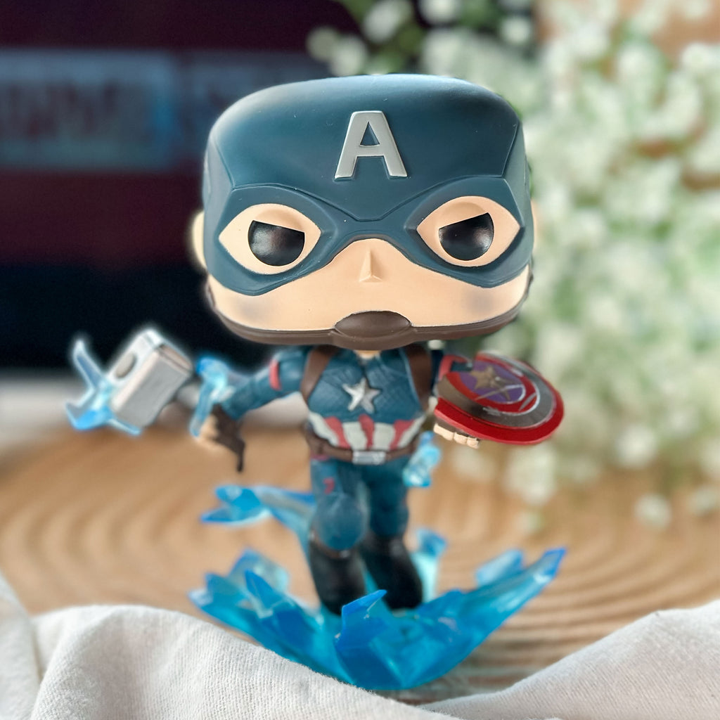 Produktbild Avengers - Captain America Mjölnir & Broken Shield Endgame Funko Pop figur med vickande huvud