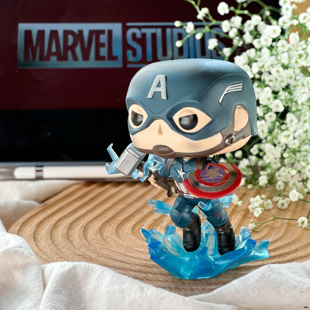 Produktbild Avengers - Captain America Mjölnir & Broken Shield Endgame Funko Pop figur med vickande huvud