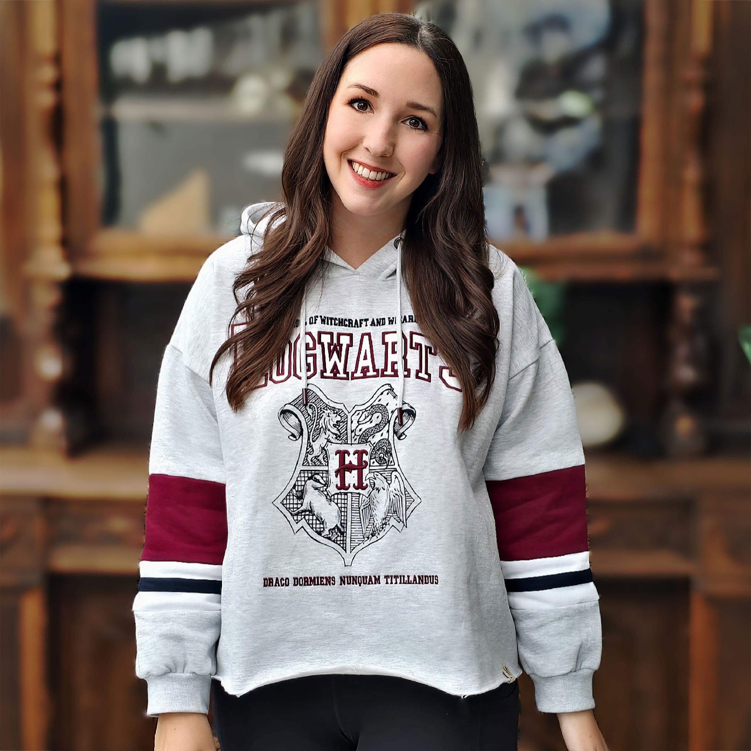 Produktbild Harry Potter - Hogwarts School Crop Hoodie Dam grå