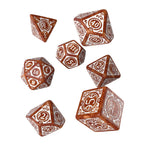Produktbild Steampunk Clockwork RPG tärningsset 7-delad brun-vit