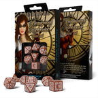 Produktbild Steampunk Clockwork RPG tärningsset 7-delad brun-vit