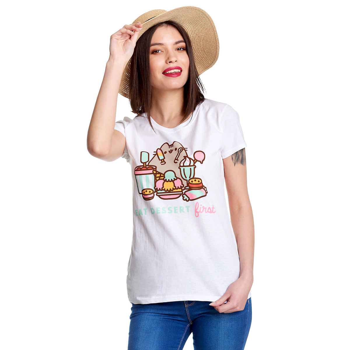 Produktbild Pusheen - Eat Dessert First T-shirt dam vit