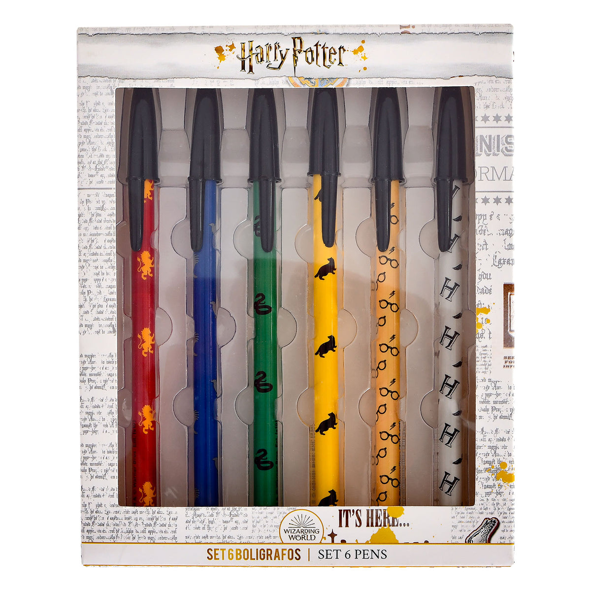 Produktbild Harry Potter - 6-pack pennor med Hogwarts husstolthet