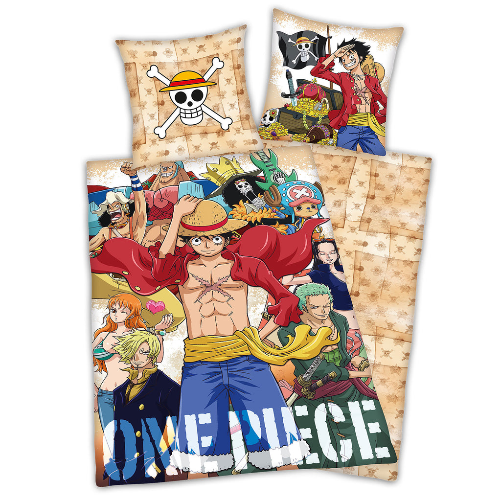 Produktbild One Piece - Vändbart bäddset med Stråhattspiraterna