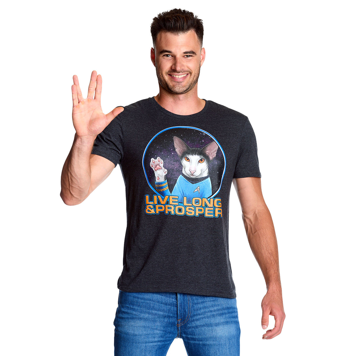Product image Star Trek - Cat Spock Live Long and Prosper T-Shirt grey