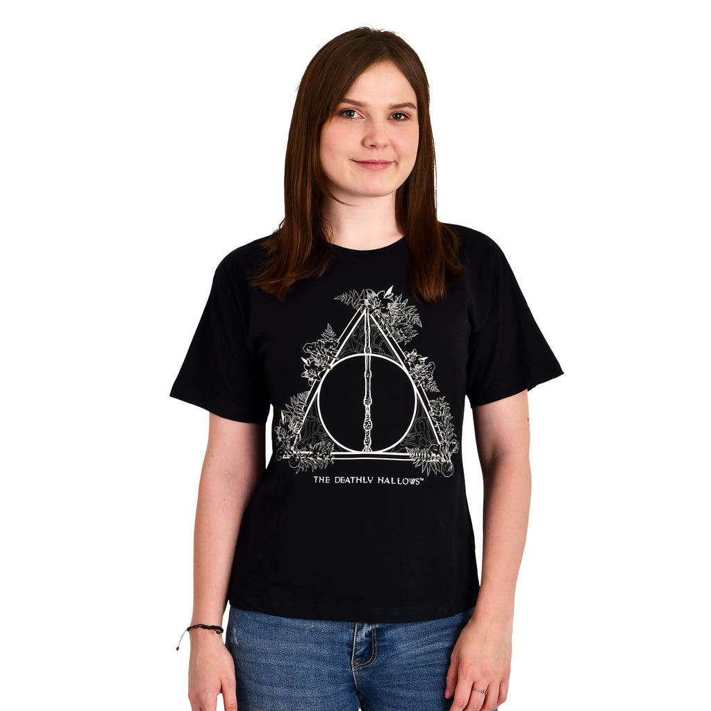 Produktbild Harry Potter - Floral Deathly Hallows T-shirt dam svart