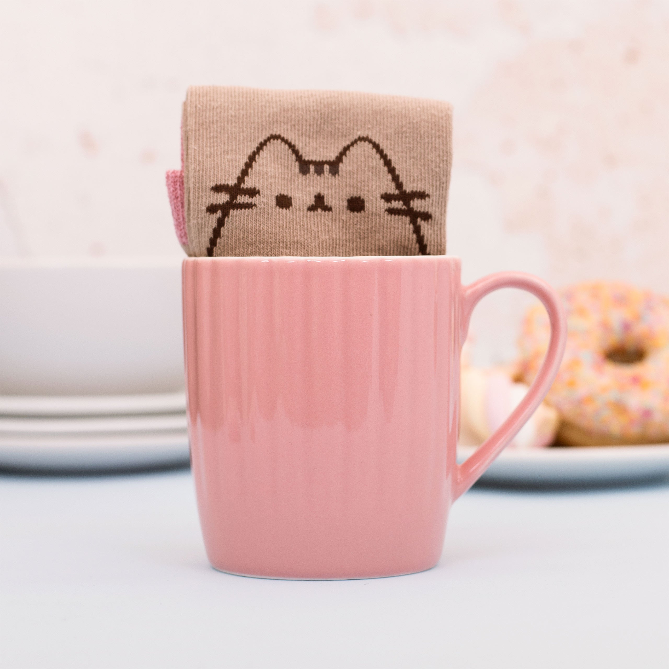 Produktbild Pusheen - Rosa tass-strumpor och mugg