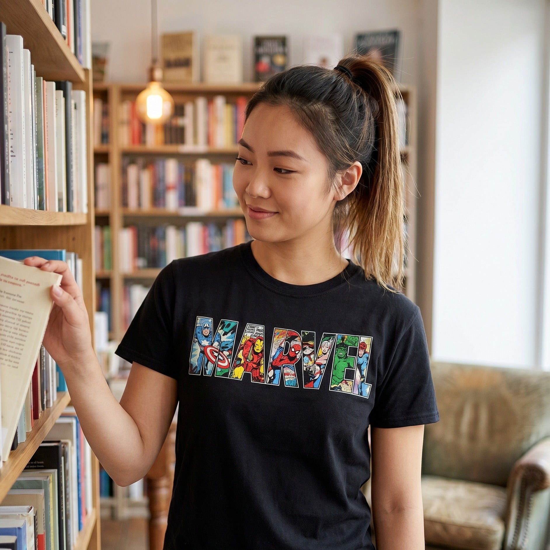 Produktbild Marvel - Comic Strip Logo T-shirt svart