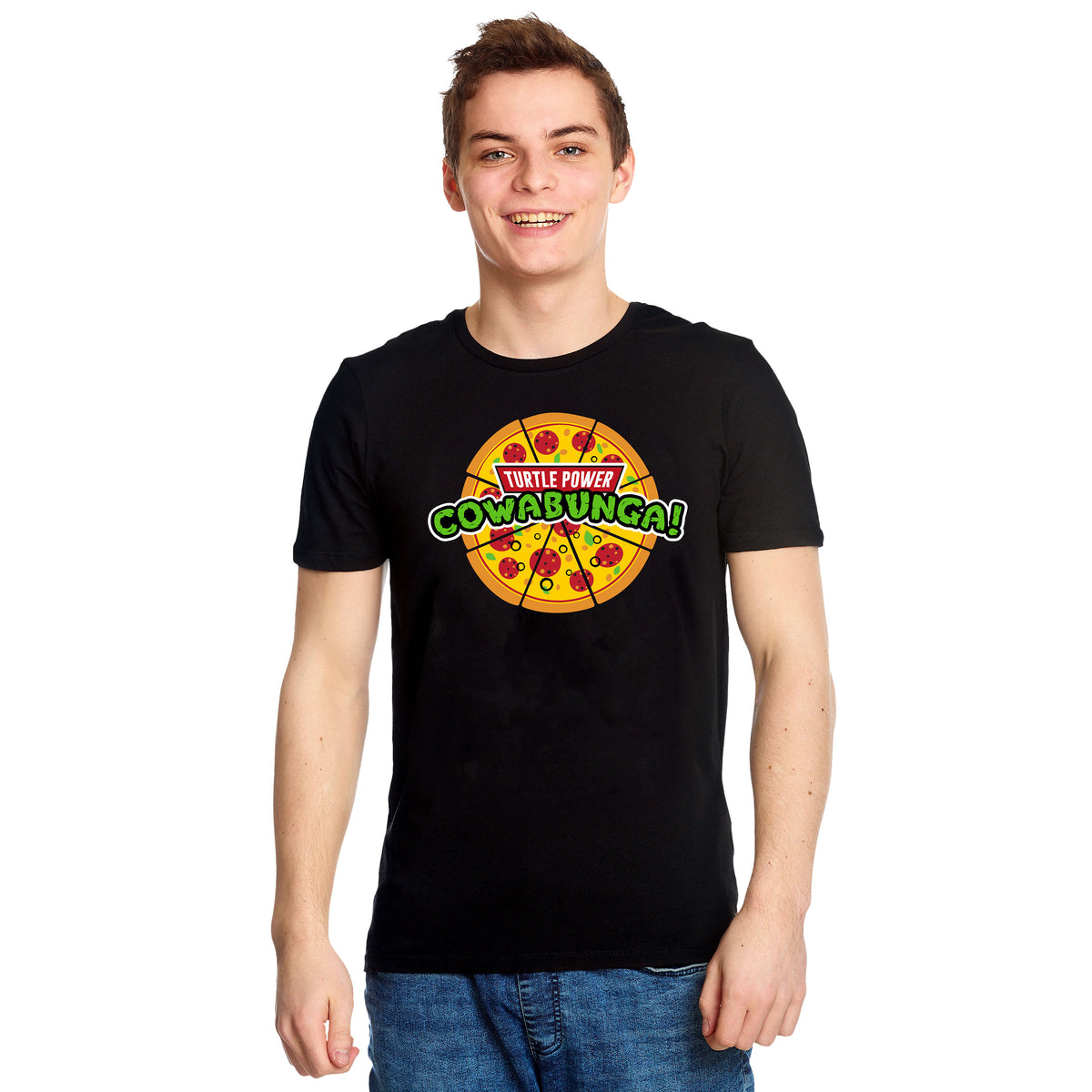 Produktbild Cowabunga Pizza T-shirt för Ninja Turtles-fans svart