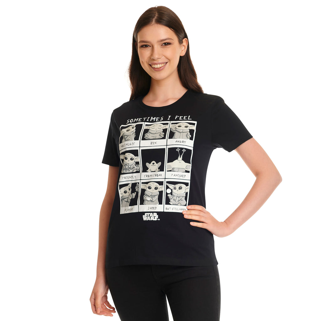 Produktbild Grogu Emotions T-shirt dam svart - Star Wars The Mandalorian
