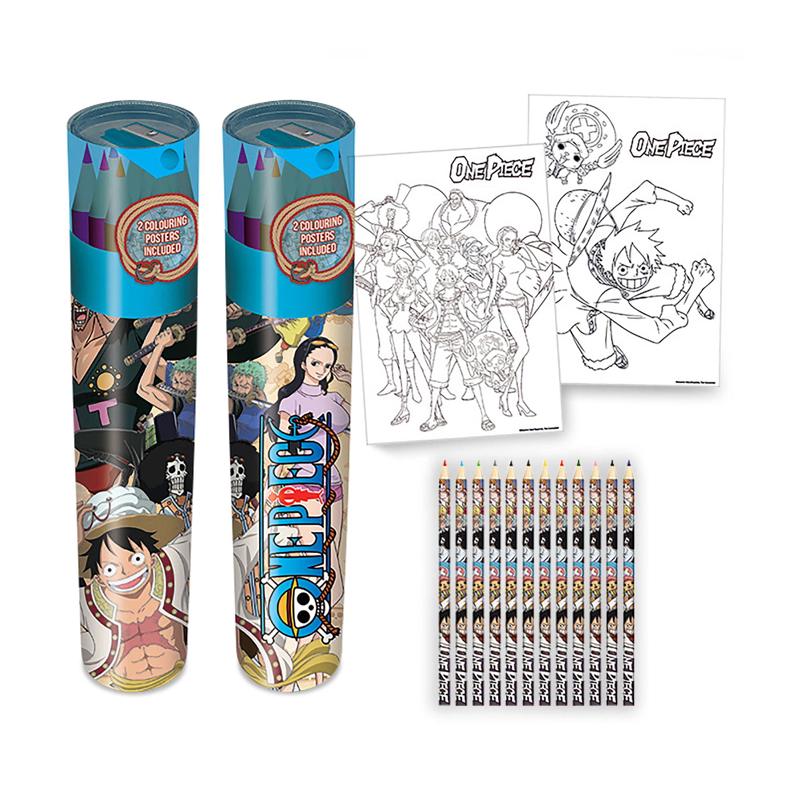 Produktbild One Piece - Pennset 12-pack med 2 målarbilder