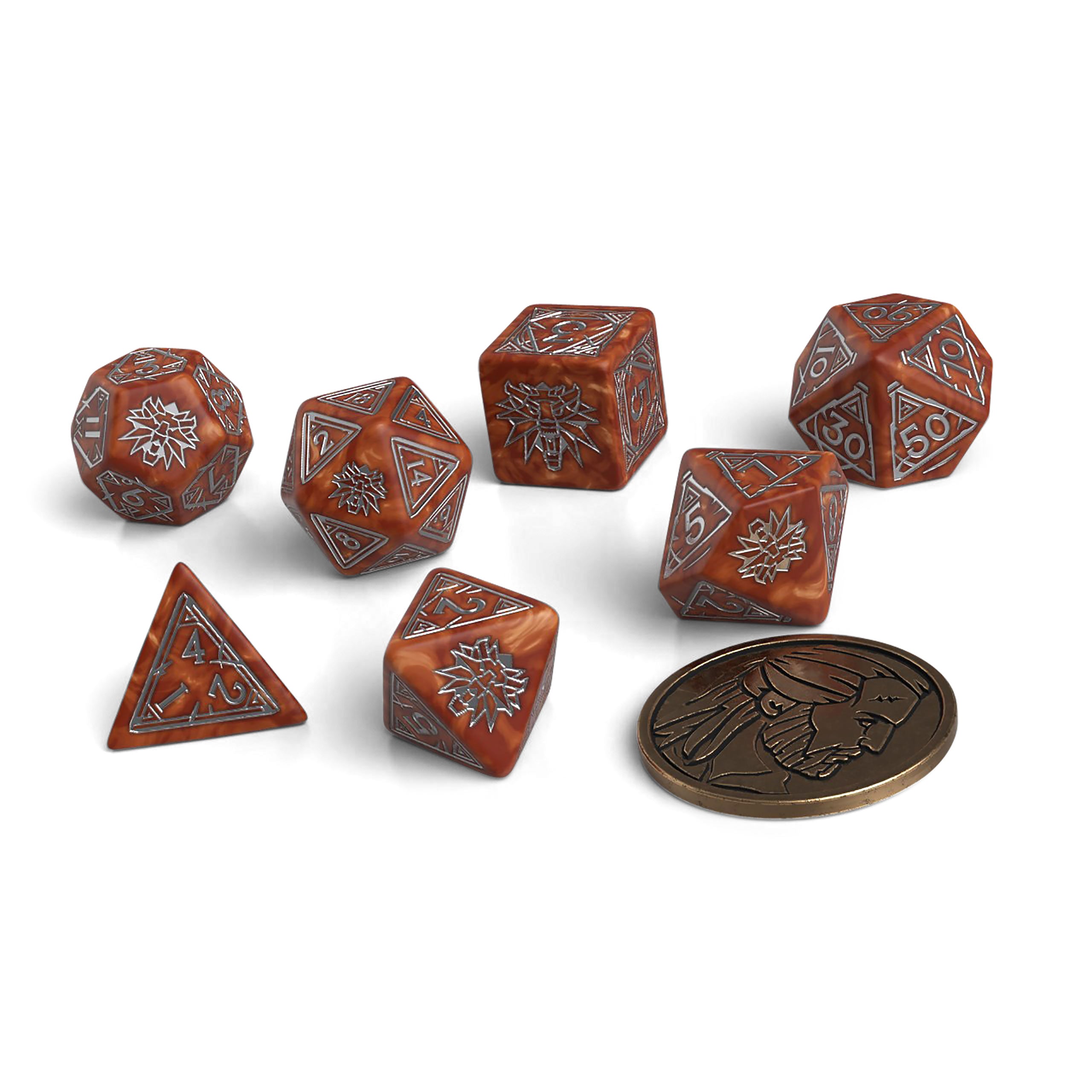 Produktbild Witcher - Geralt Monsterdräpare RPG Tärningsset 7 delar med Samlarmynt