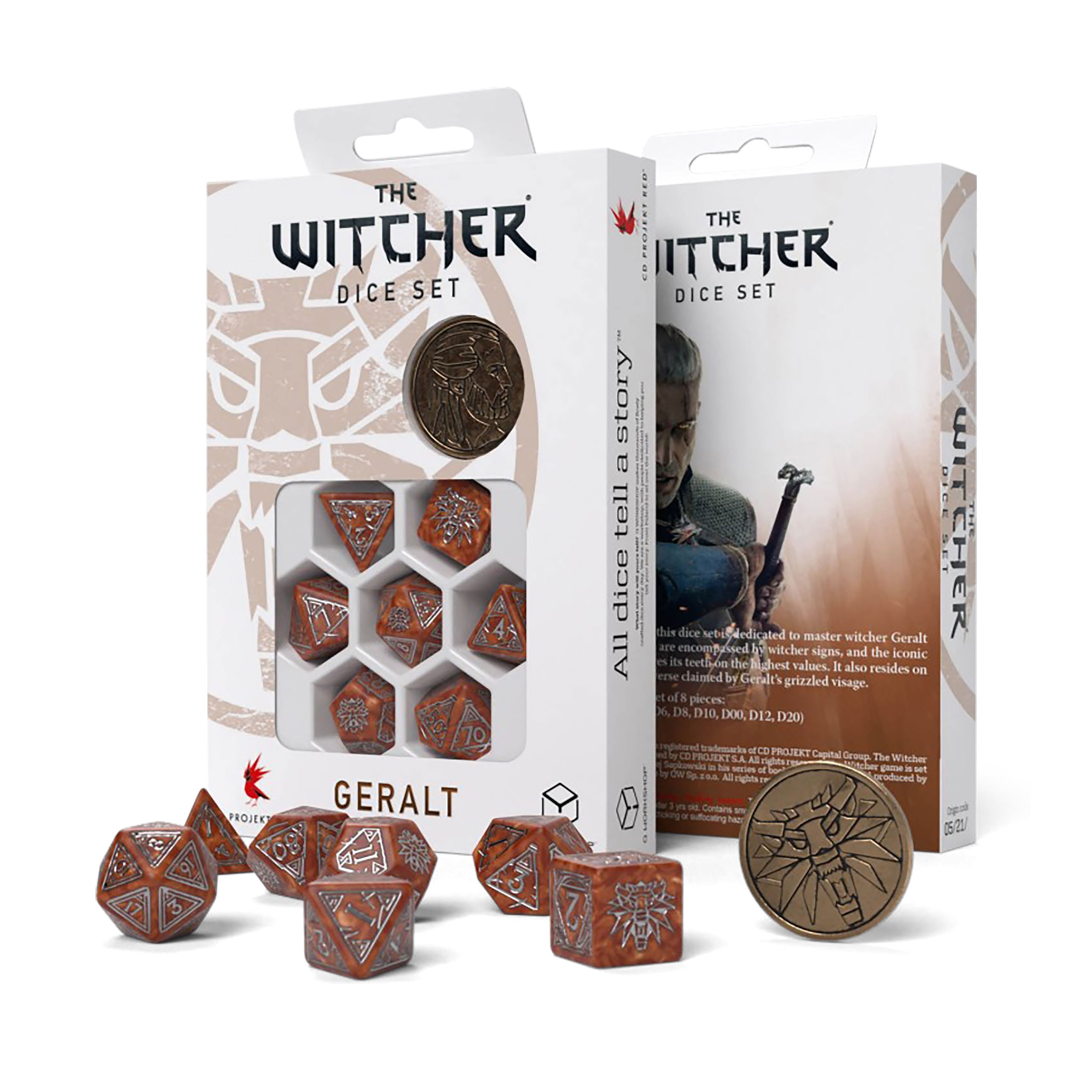 Produktbild Witcher - Geralt Monsterdräpare RPG Tärningsset 7 delar med Samlarmynt