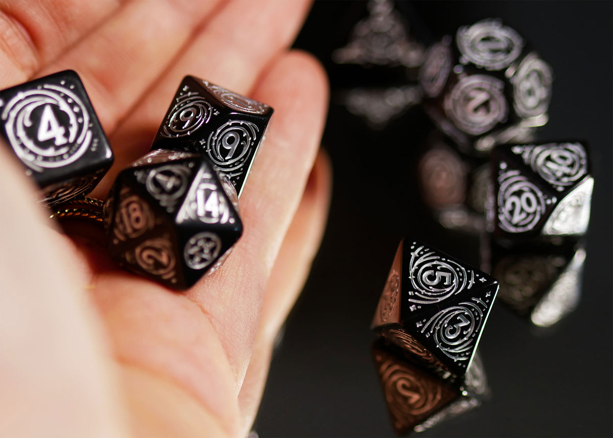 Product image Witcher - Yennefer Obsidian Star RPG Dice Set 7pcs with Collector's Coin
