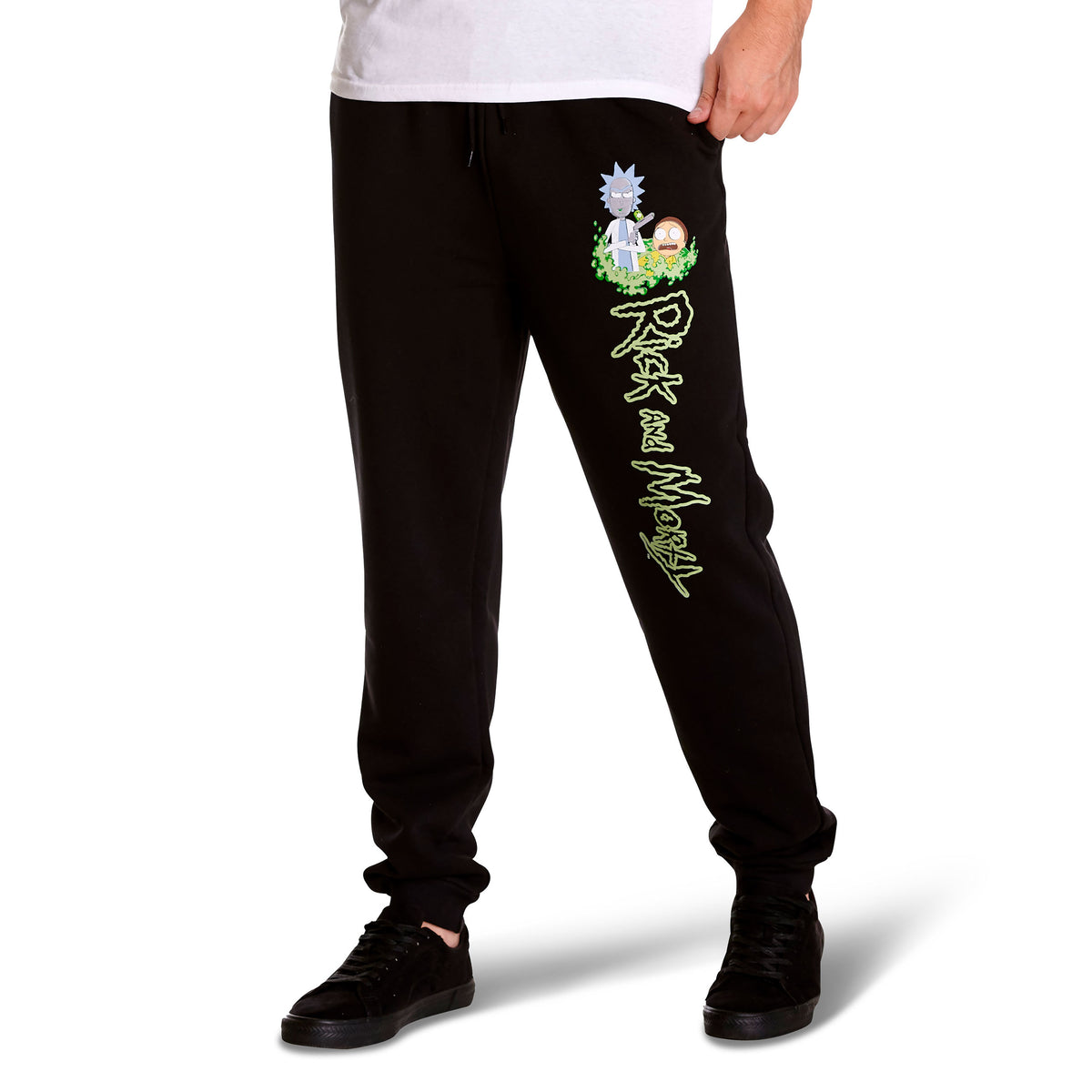 Produktbild Rick and Morty - Logo mjukisbyxor Glow in the Dark svart