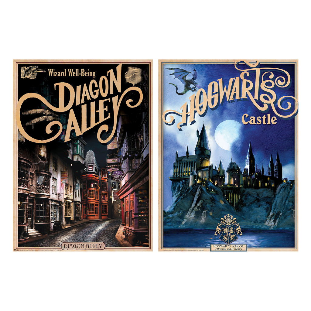 Produktbild Harry Potter - 2-pack Poster: Hogwarts Slott & Diagongränden