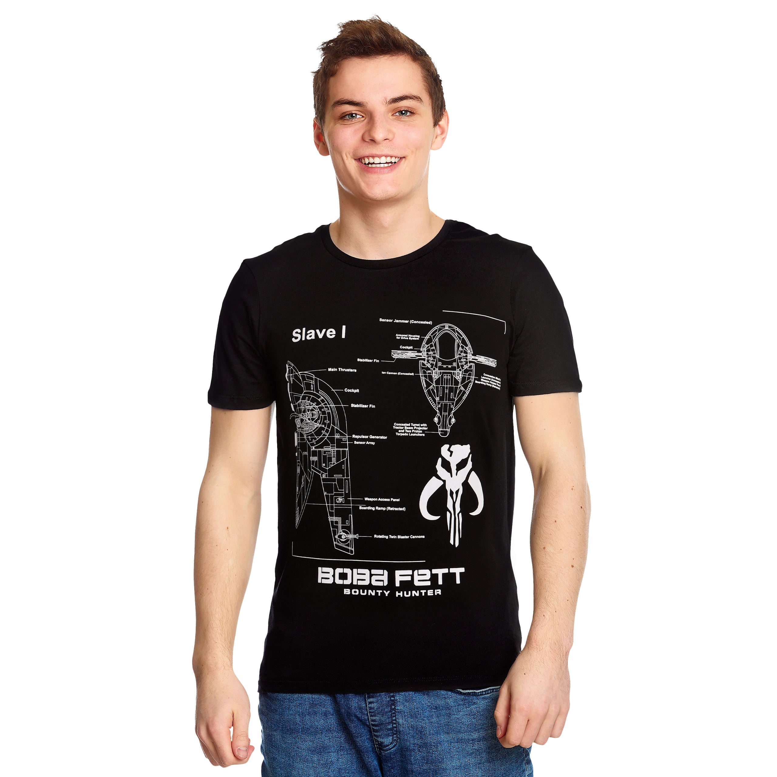 Produktbild Star Wars - Boba Fett Slave I Sketch T-shirt svart
