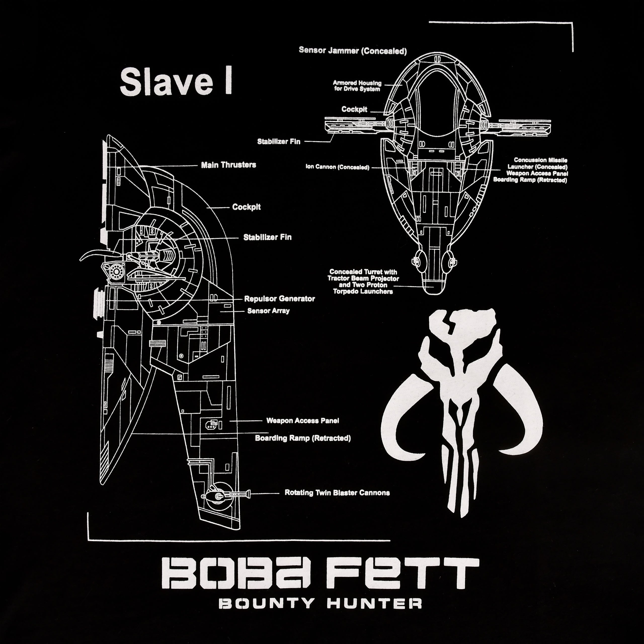 Produktbild Star Wars - Boba Fett Slave I Sketch T-shirt svart