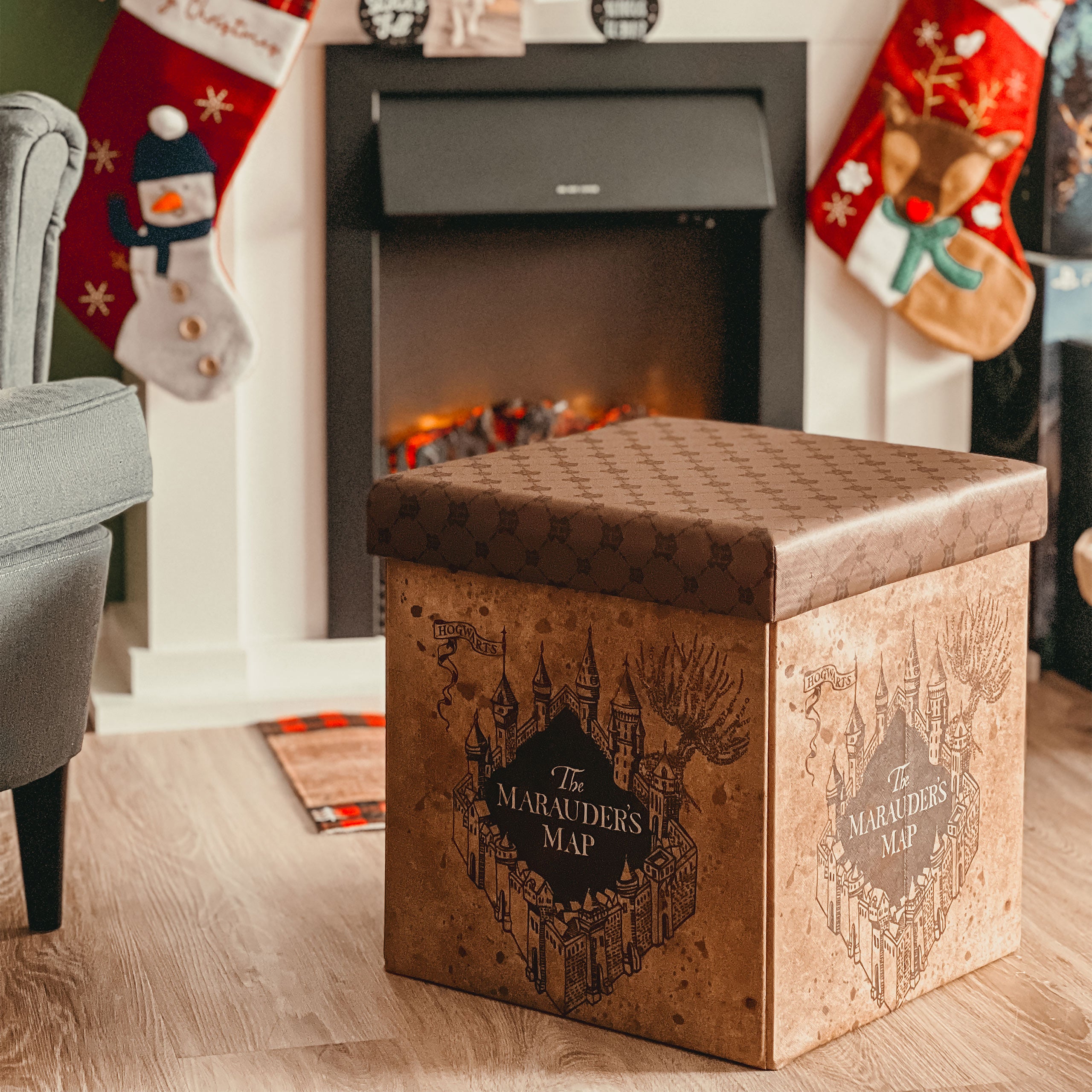 Produktbild Harry Potter - Pall med förvaringsutrymme i Marodörkartan-design