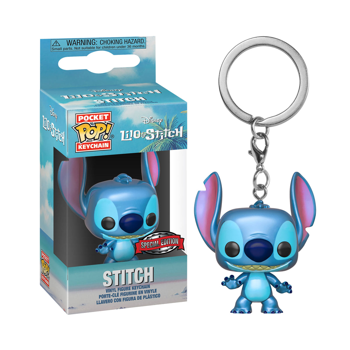 Produktbild Lilo & Stitch - Metallic Stitch Funko Pop nyckelring