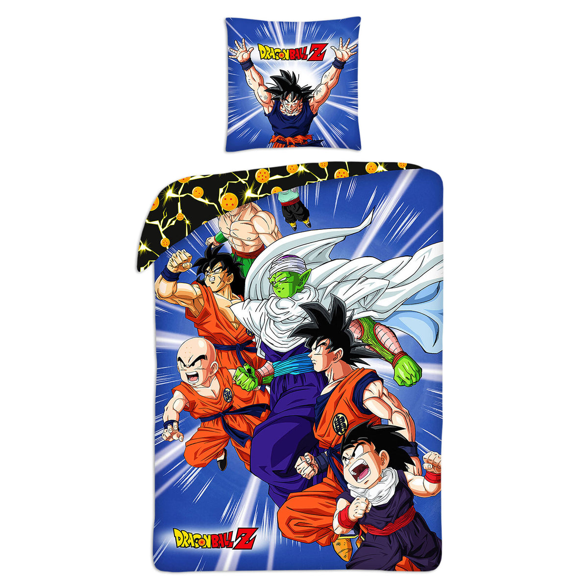 Produktbild Dragon Ball Z - Vändbart påslakanset med gruppmotiv inklusive sportväska