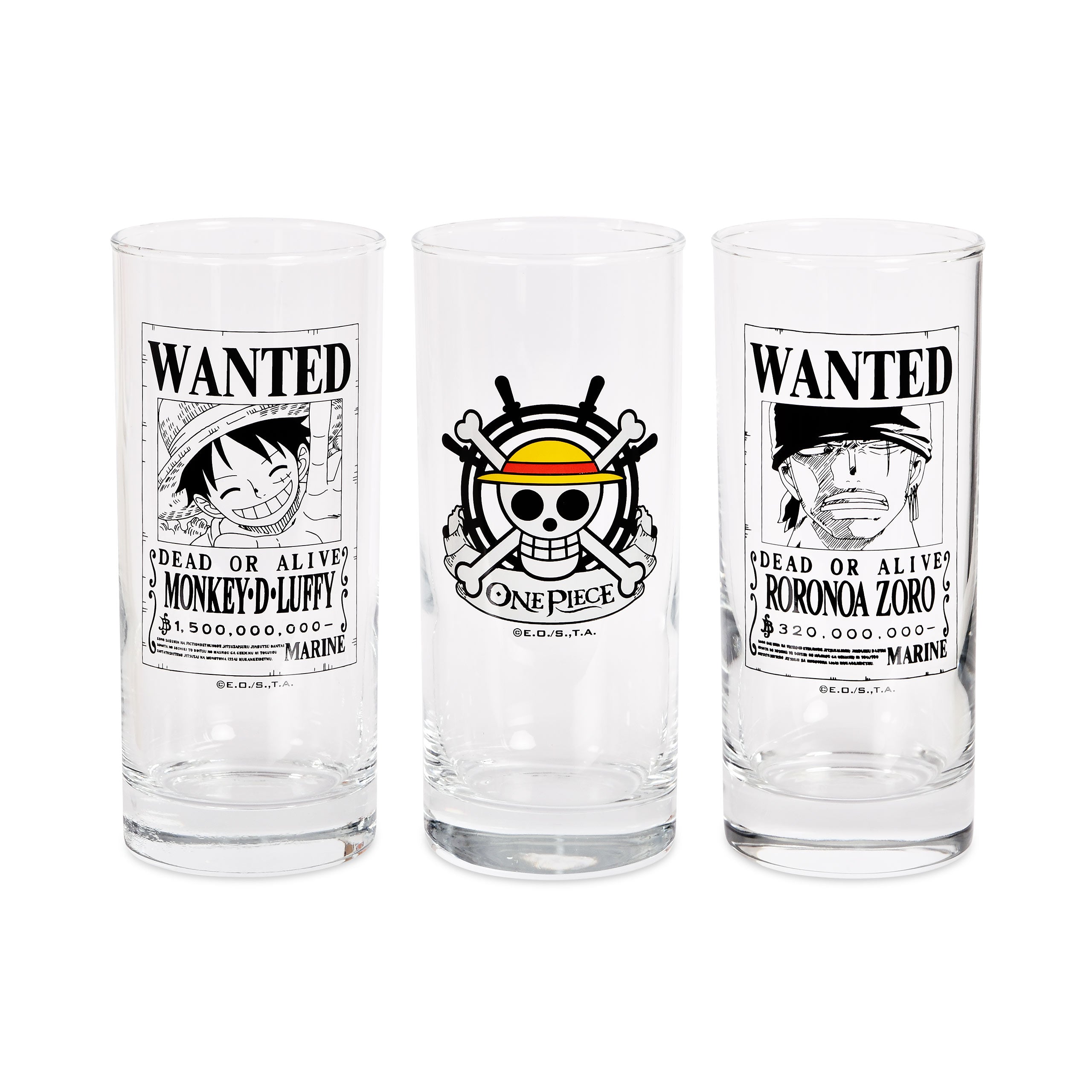 Produktbild One Piece - Glas-set Wanted Luffy och Zoro
