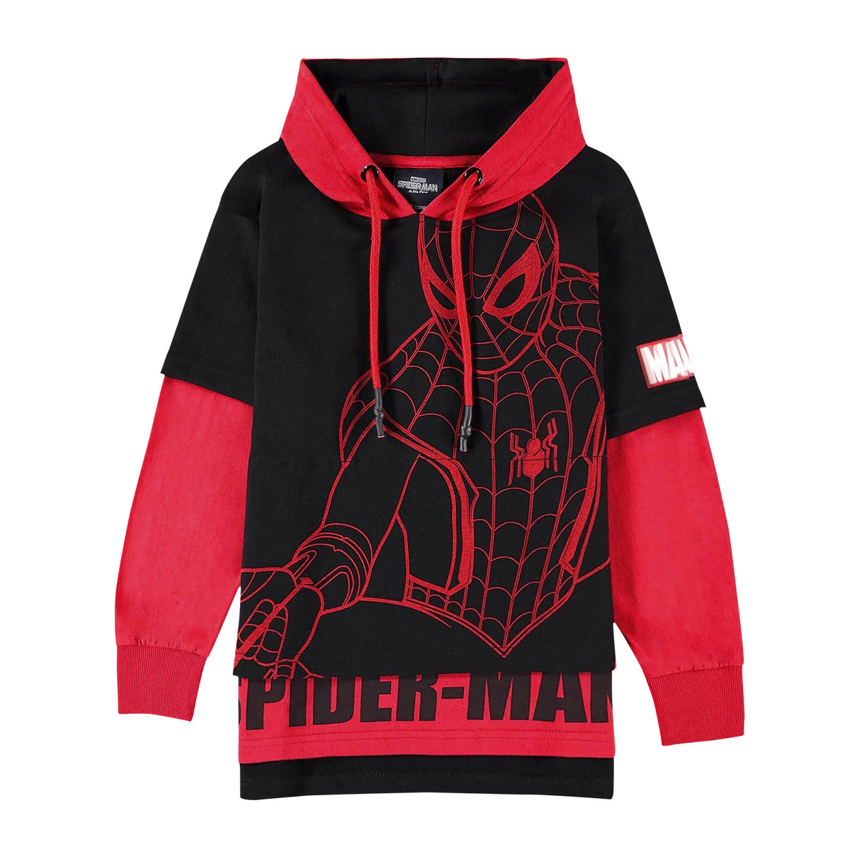 Produktbild Spider-Man Hoodie för barn svart-röd