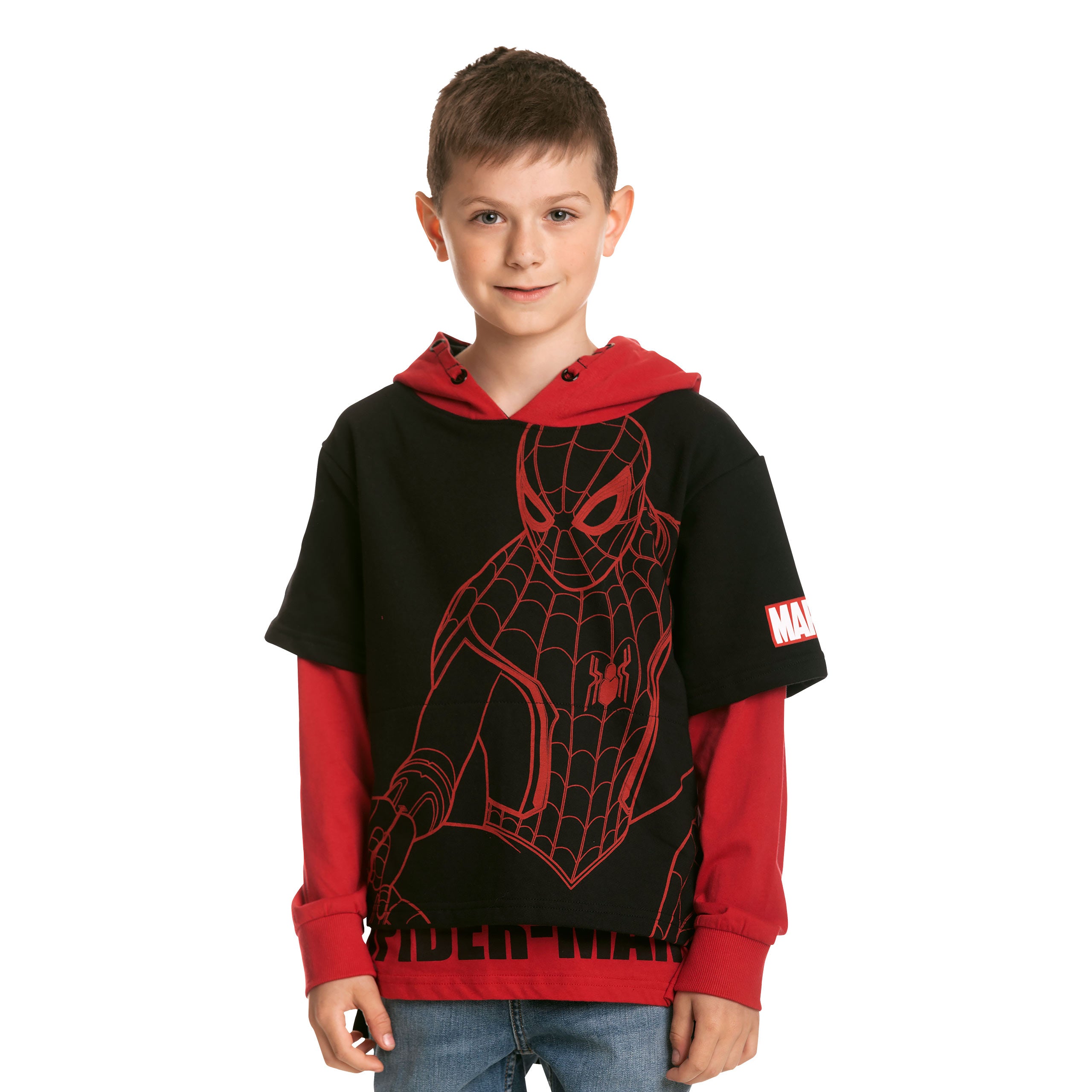 Produktbild Spider-Man Hoodie för barn svart-röd