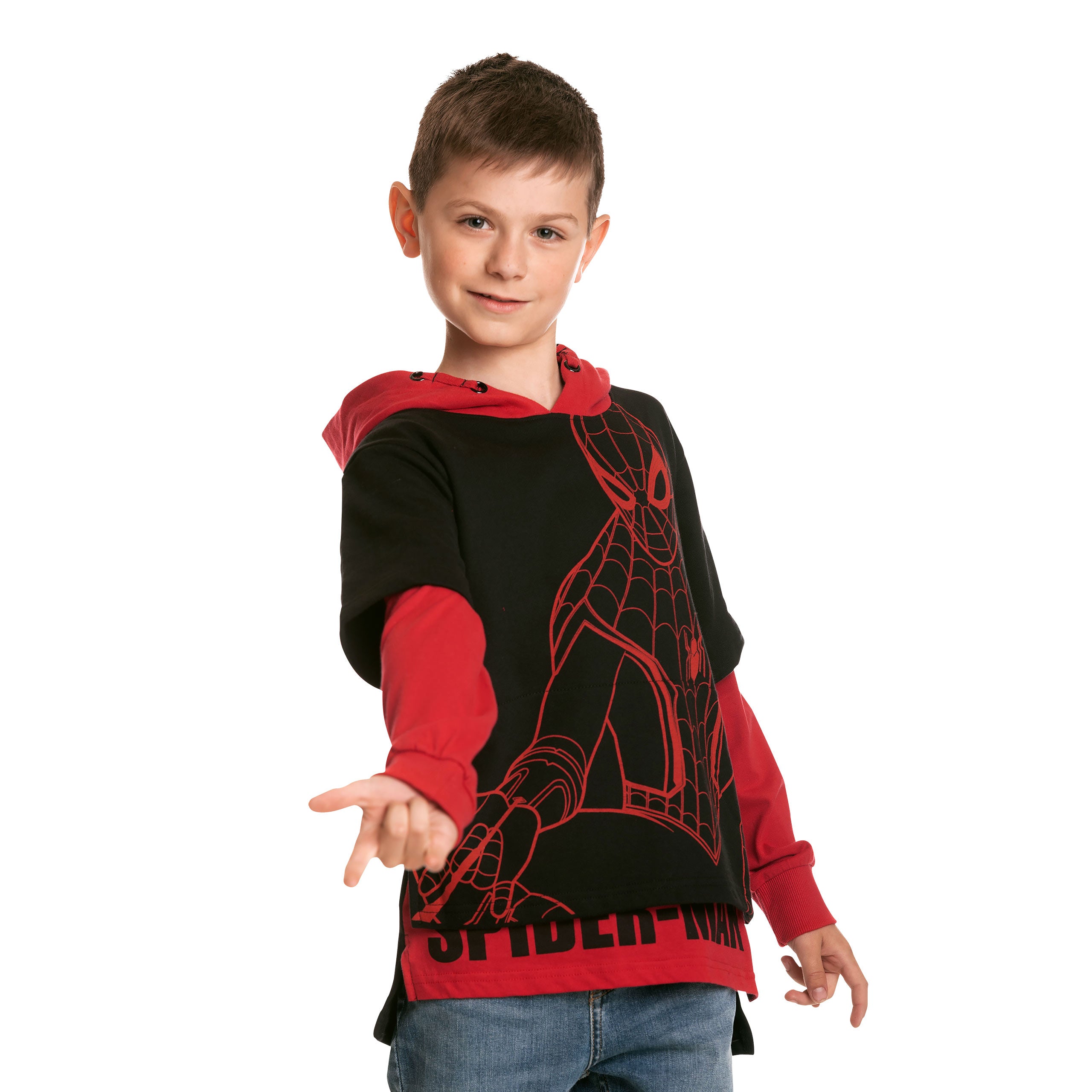 Produktbild Spider-Man Hoodie för barn svart-röd