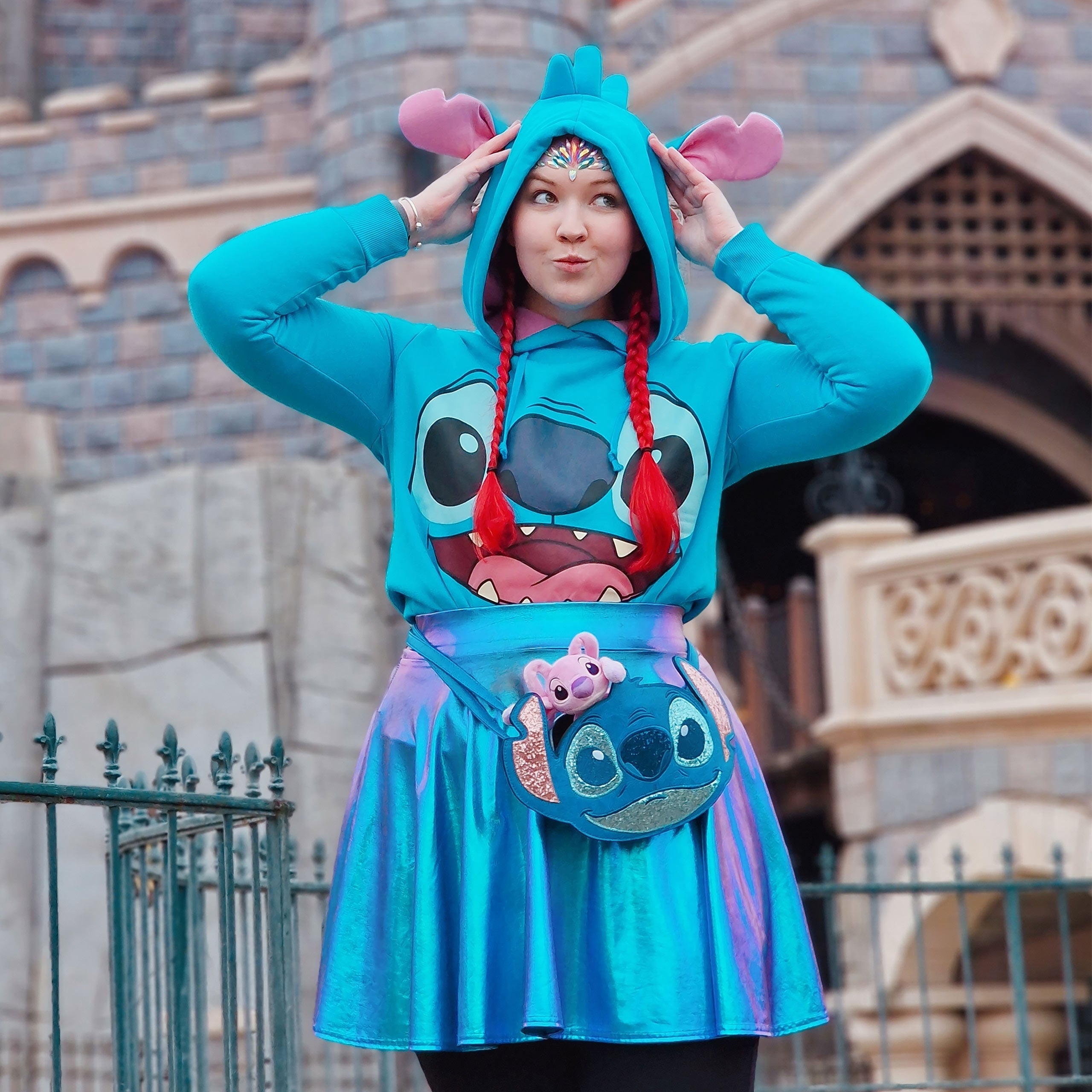Produktbild Lilo & Stitch - Stitch damhoodie med öron, blå