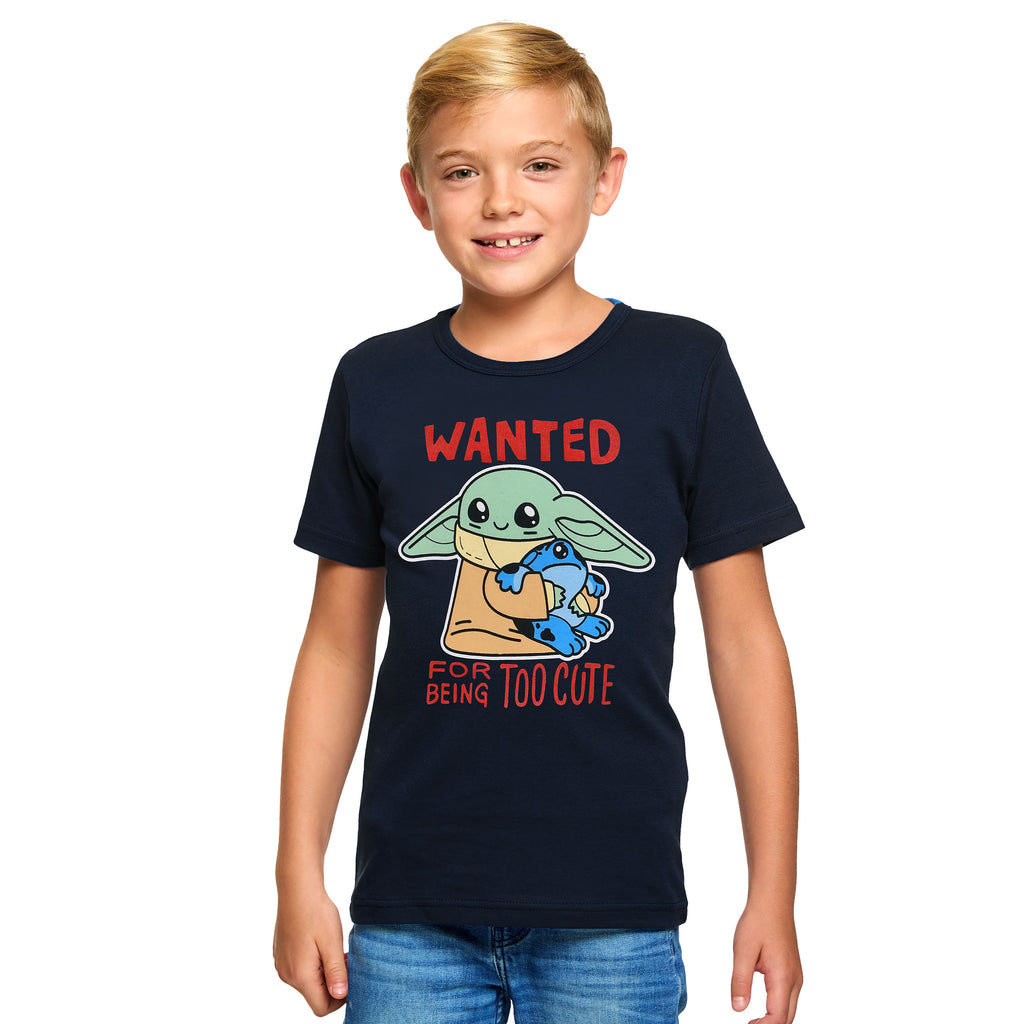 Produktbild Grogu Wanted Too Cute T-Shirt Barn blå - Star Wars The Mandalorian