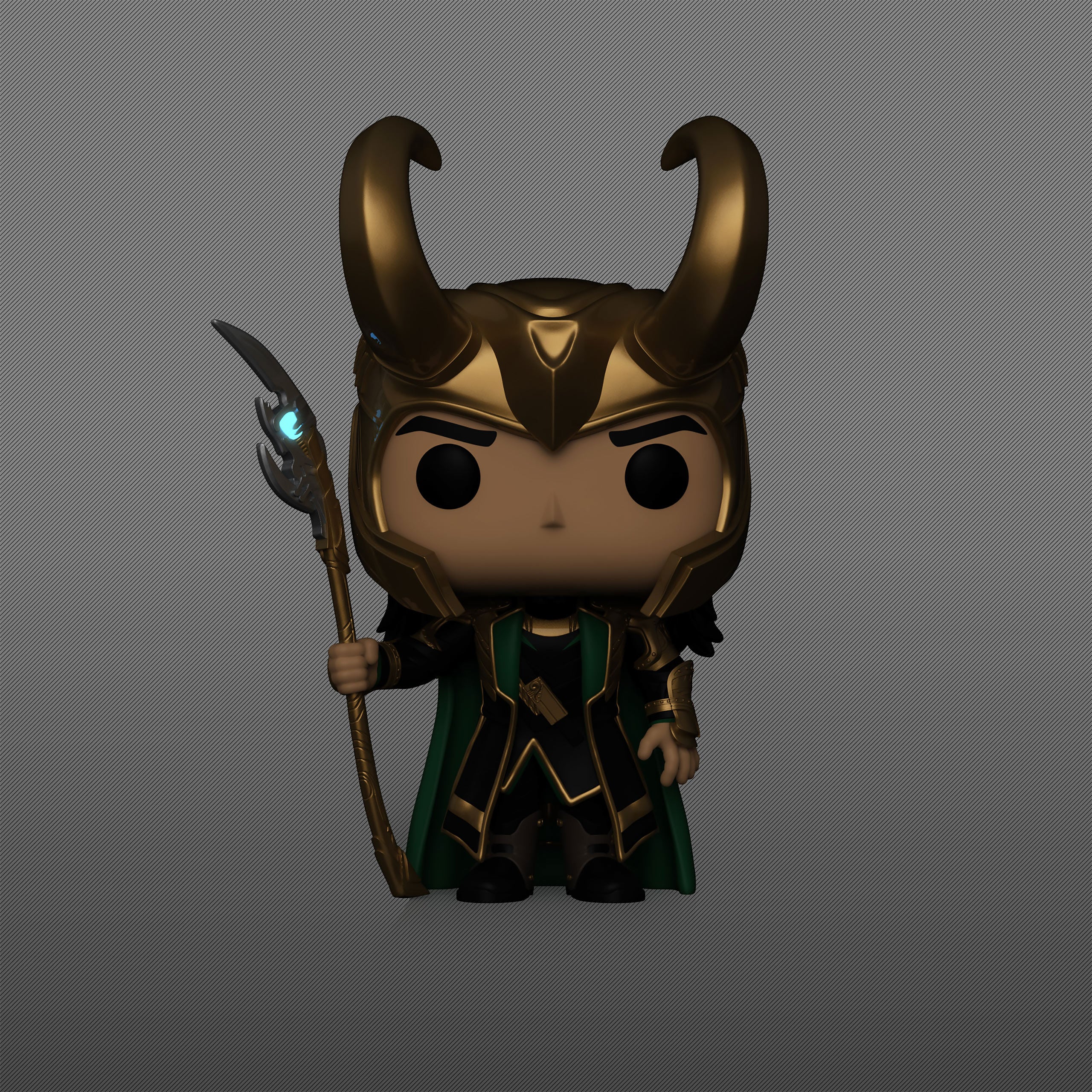 Produktbild Marvel - Loki med spira Glow in the Dark Funko Pop figur med vickande huvud