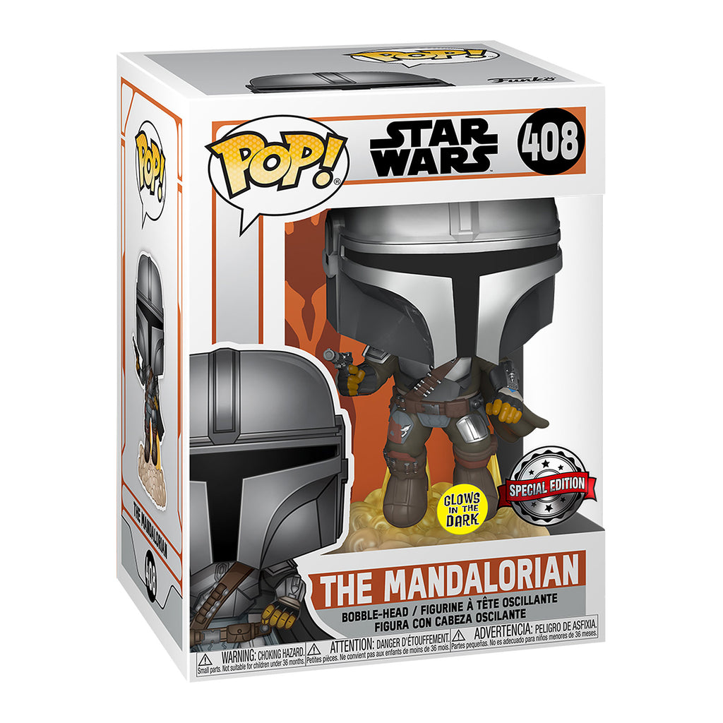 Produktbild Mando Glow in the Dark Funko Pop Vickhuvudfigur - Star Wars The Mandalorian